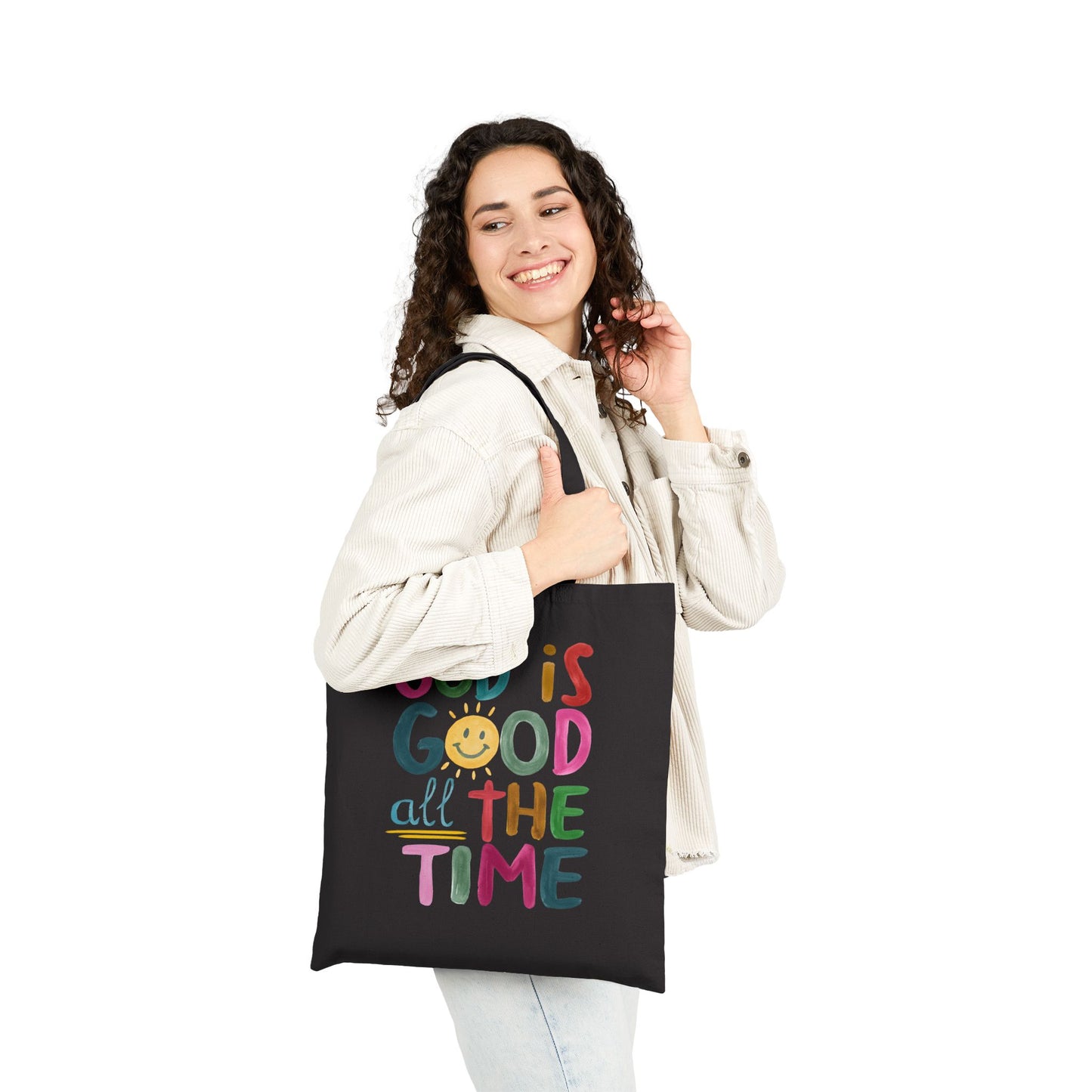 Cotton Canvas Tote Bag with Inspirational Quote