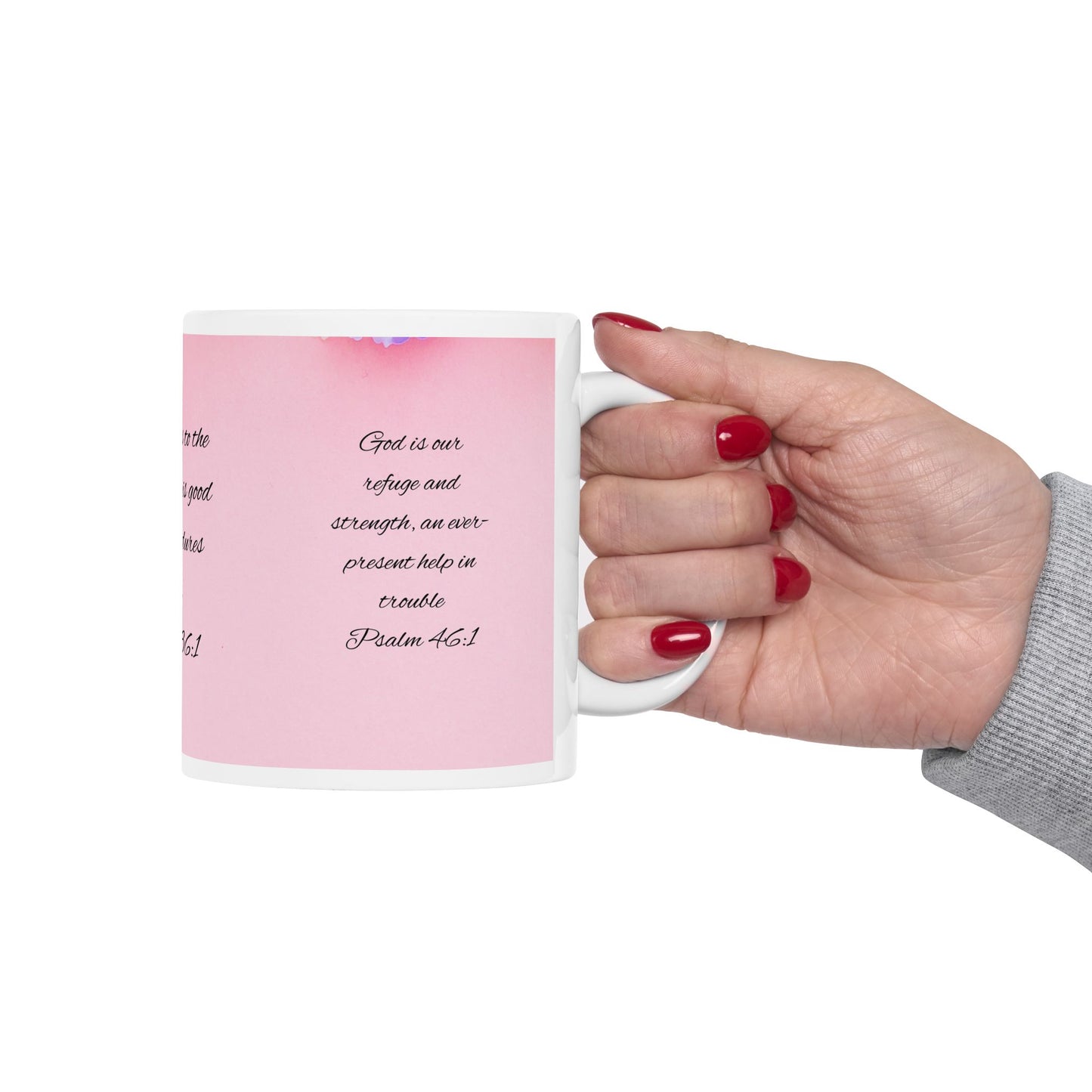 Religious Ceramic Mug with Inspirational Psalm Quote, Christian Gift