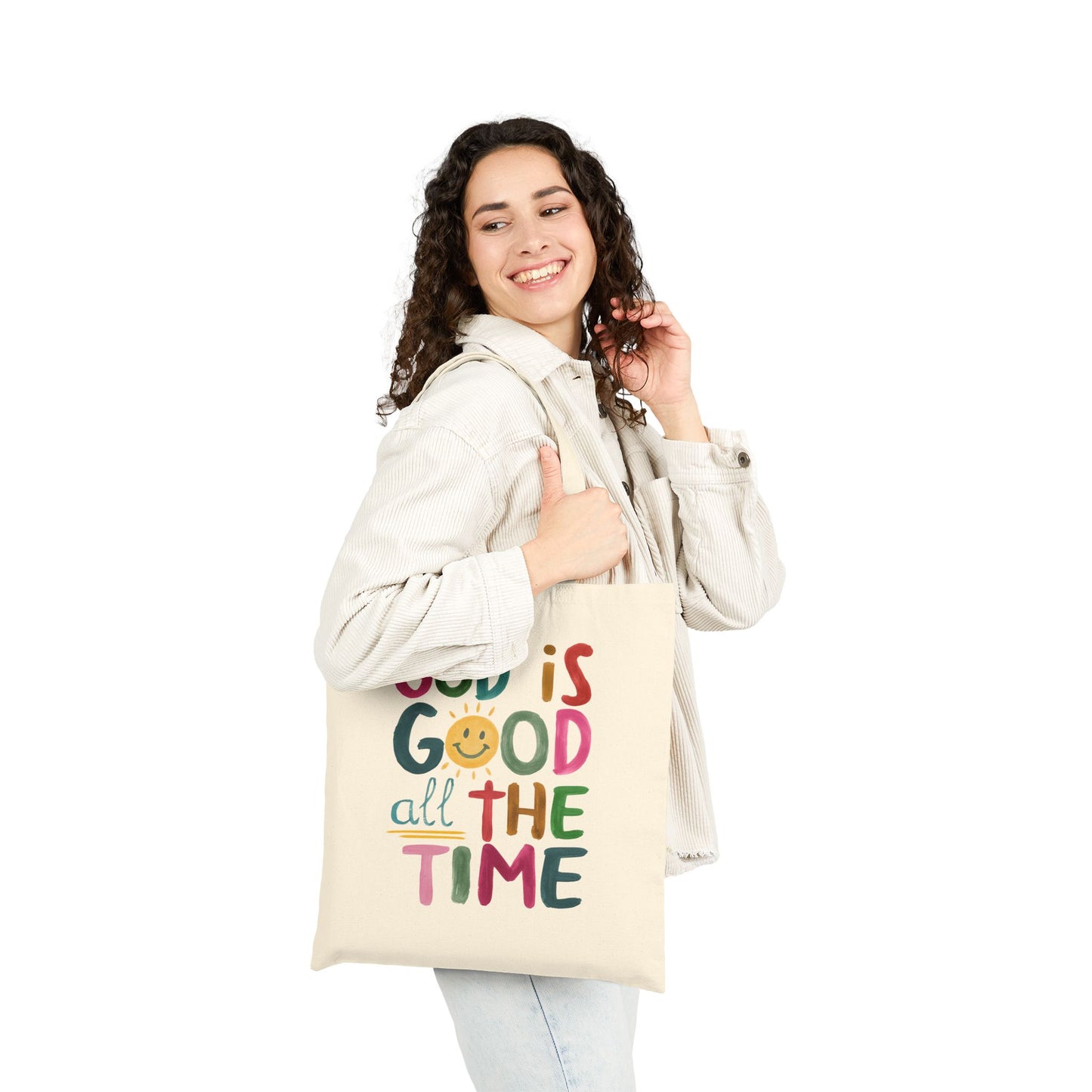 Cotton Canvas Tote Bag with Inspirational Quote