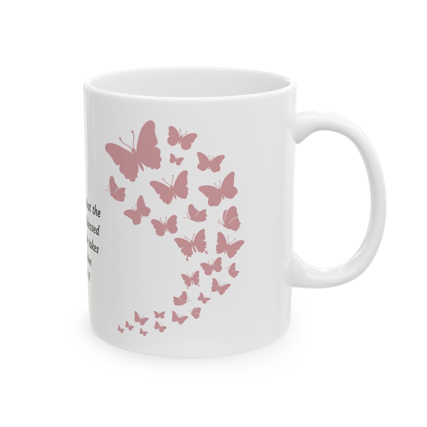 Ceramic Prayer Mug with Butterfly Design, Inspirational Coffee Cup