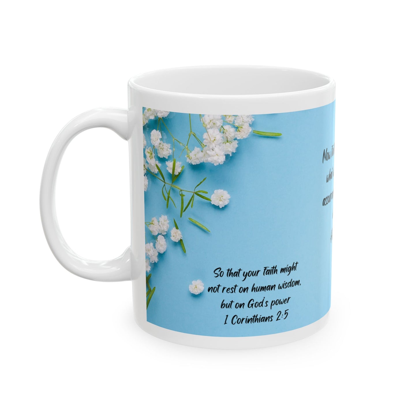 Inspirational Floral Ceramic Mug with Hebrews 11:1 | Coffee Cup for Faithful Moments