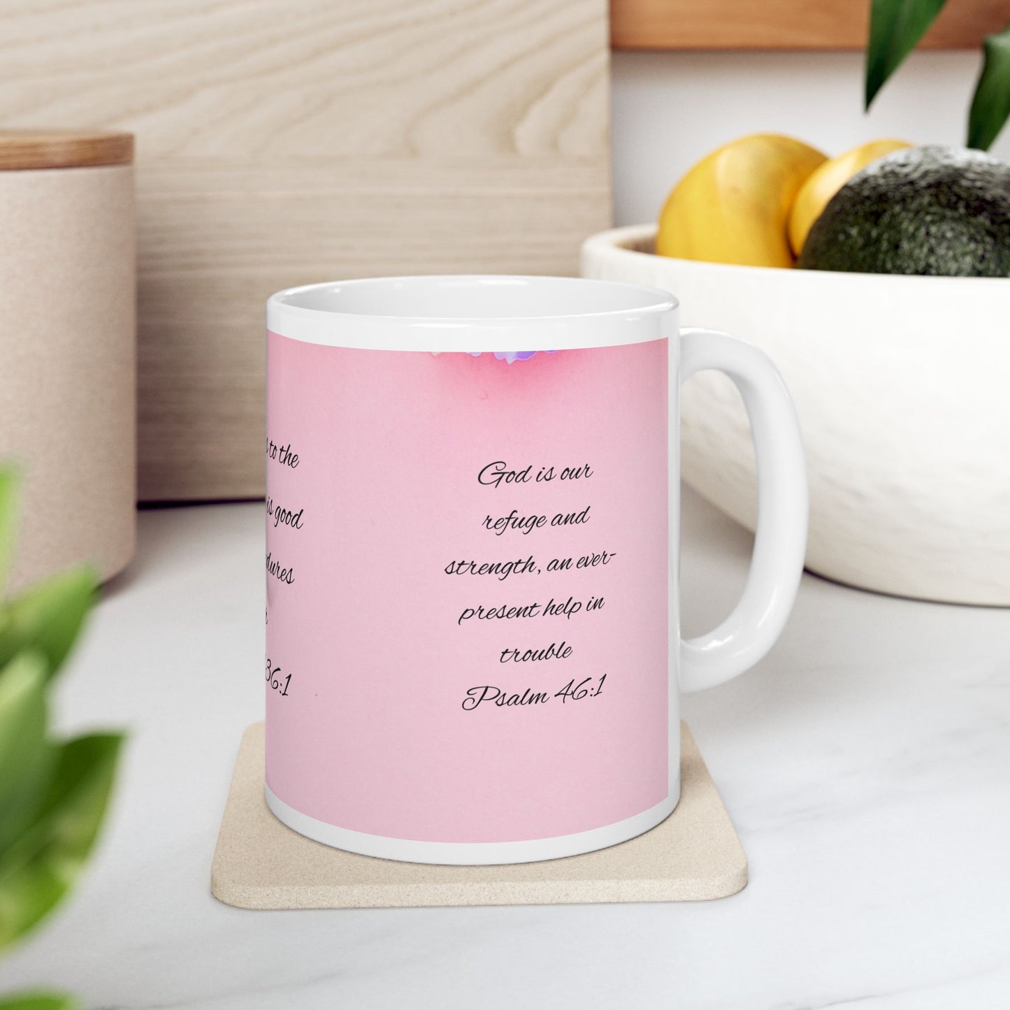Religious Ceramic Mug with Inspirational Psalm Quote, Christian Gift