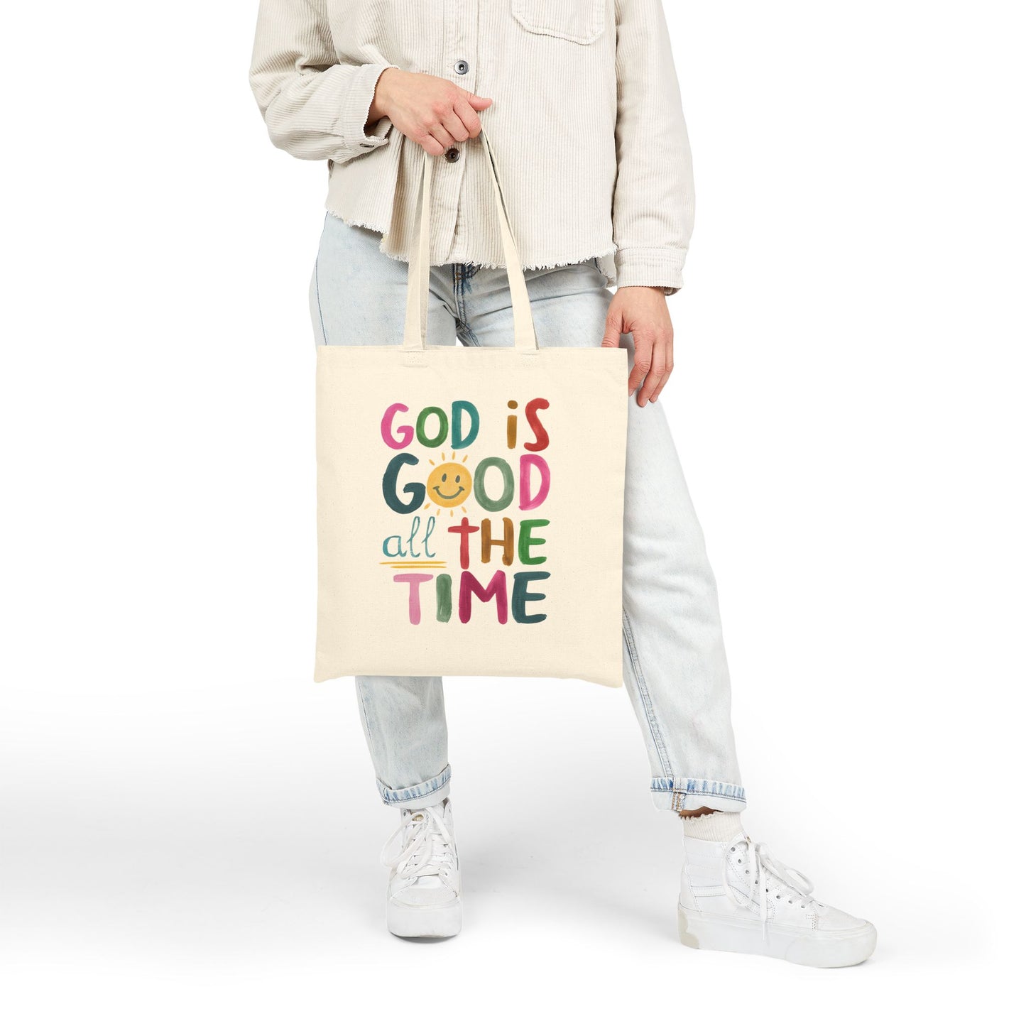 Cotton Canvas Tote Bag with Inspirational Quote