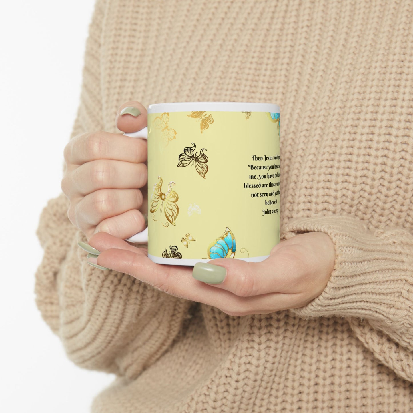 Inspirational Butterfly Mug, Faith-Based Coffee Mug, Gift for Believers