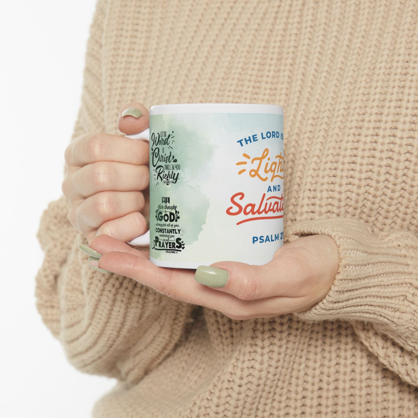 Inspirational Ceramic Mug - Light & Salvation Scripture Coffee Cup
