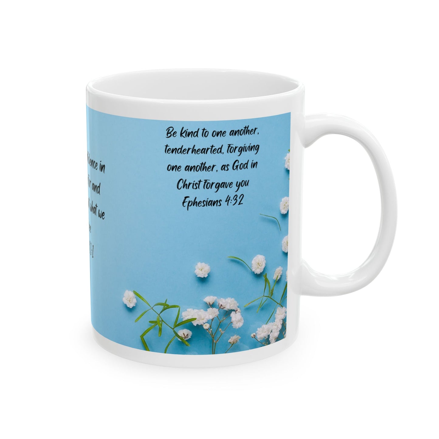 Inspirational Floral Ceramic Mug with Hebrews 11:1 | Coffee Cup for Faithful Moments
