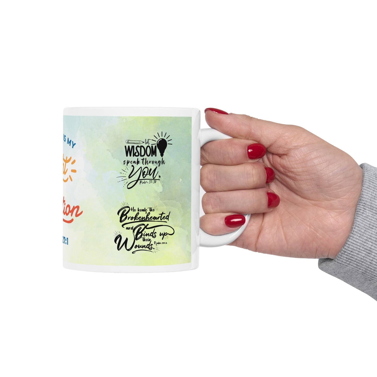 Inspirational Ceramic Mug - Light & Salvation Scripture Coffee Cup