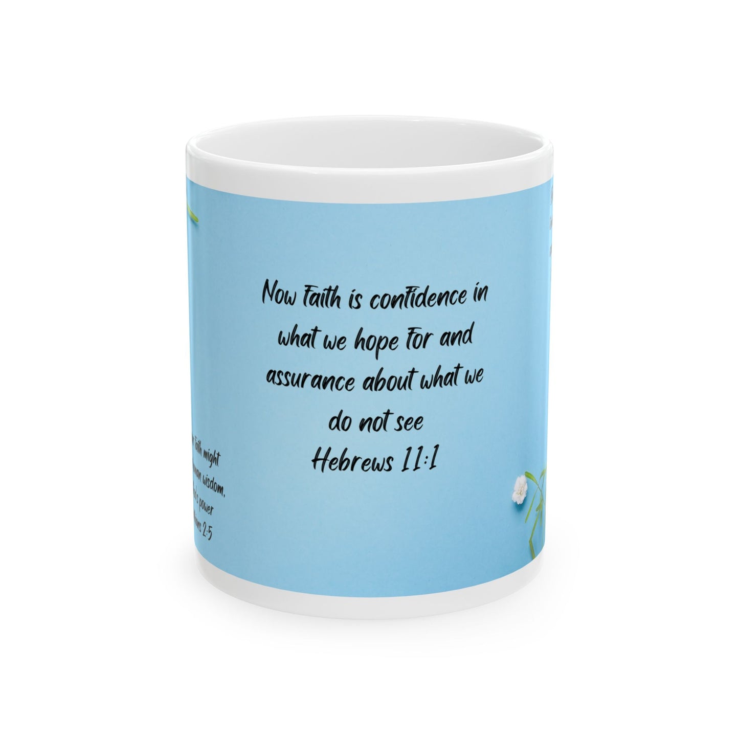 Inspirational Floral Ceramic Mug with Hebrews 11:1 | Coffee Cup for Faithful Moments