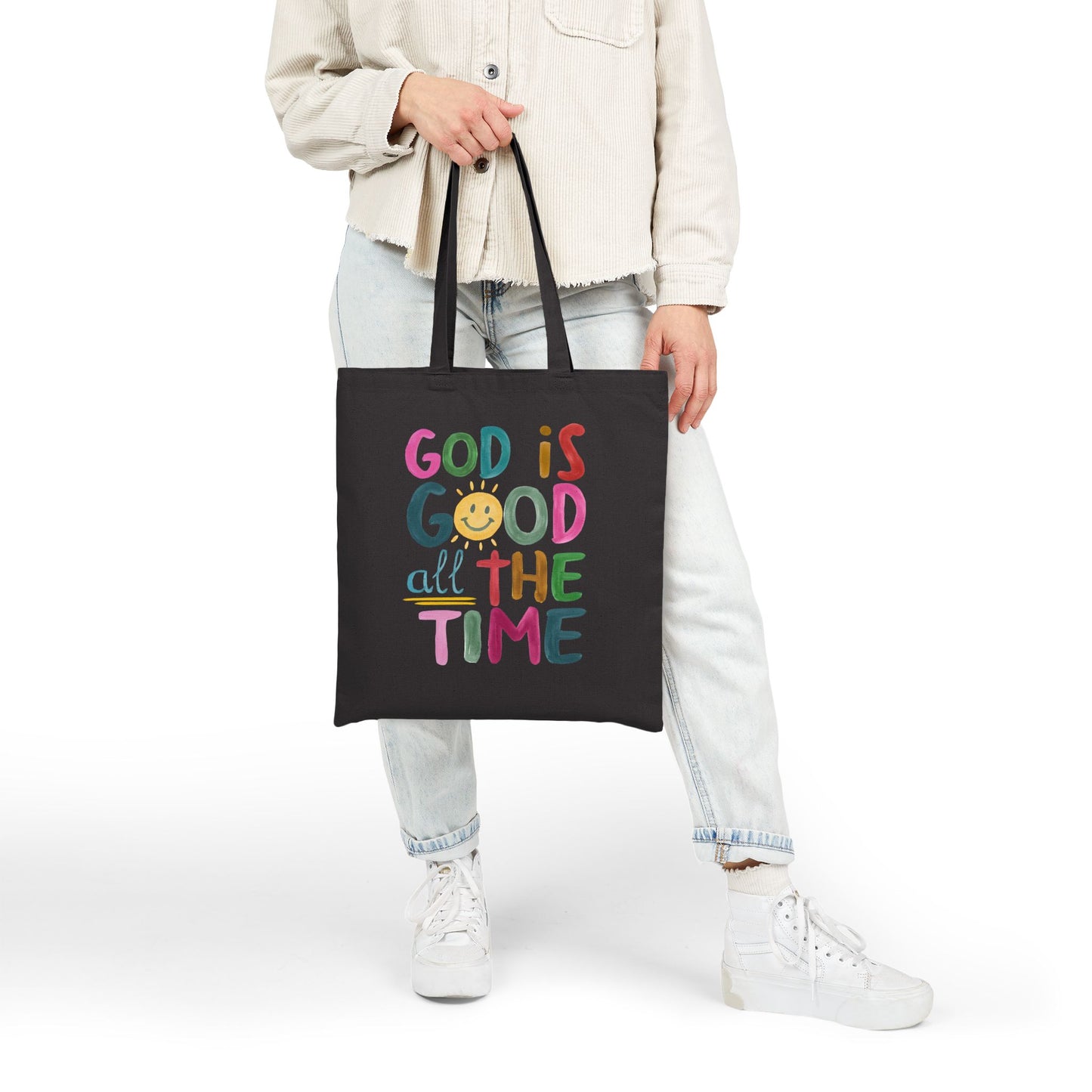 Cotton Canvas Tote Bag with Inspirational Quote