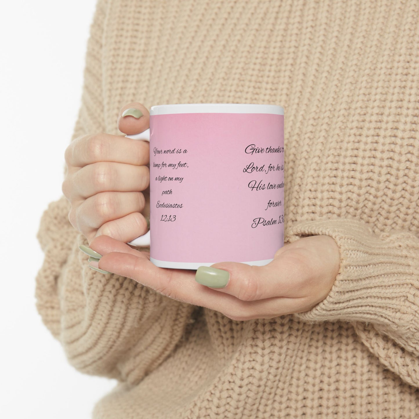 Religious Ceramic Mug with Inspirational Psalm Quote, Christian Gift