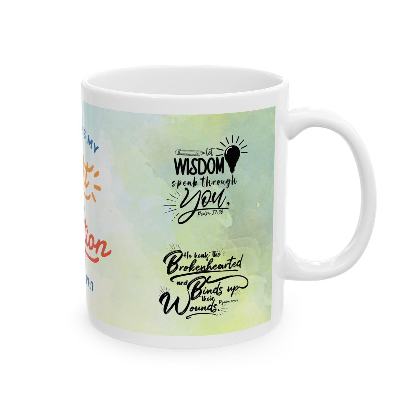 Inspirational Ceramic Mug - Light & Salvation Scripture Coffee Cup