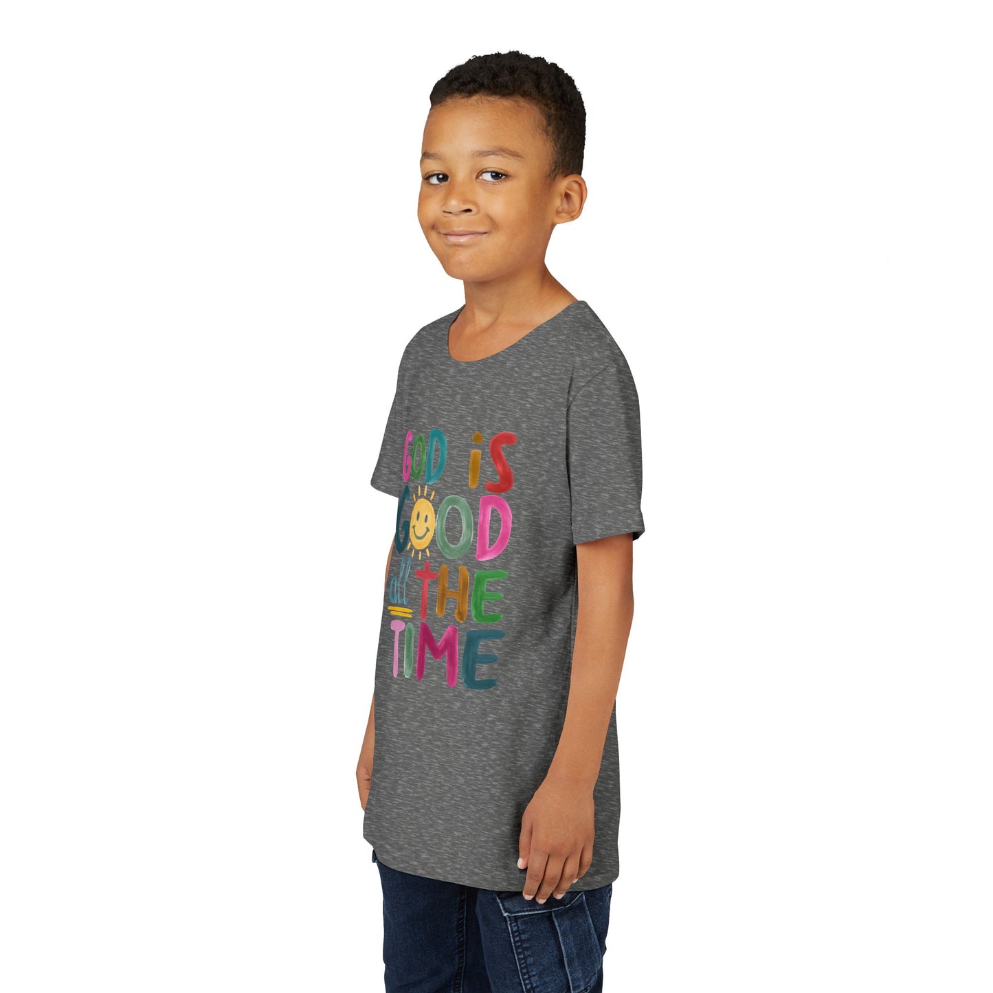 Youth Inspirational Tee - "God is Good All the Time", Faith T-Shirt for Kids