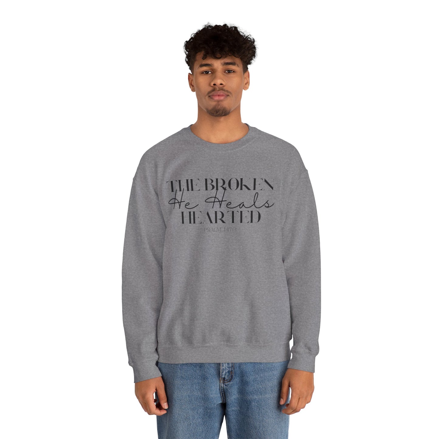 The Broken He heals Hearted Unisex Heavy Blend Crewneck Sweatshirt