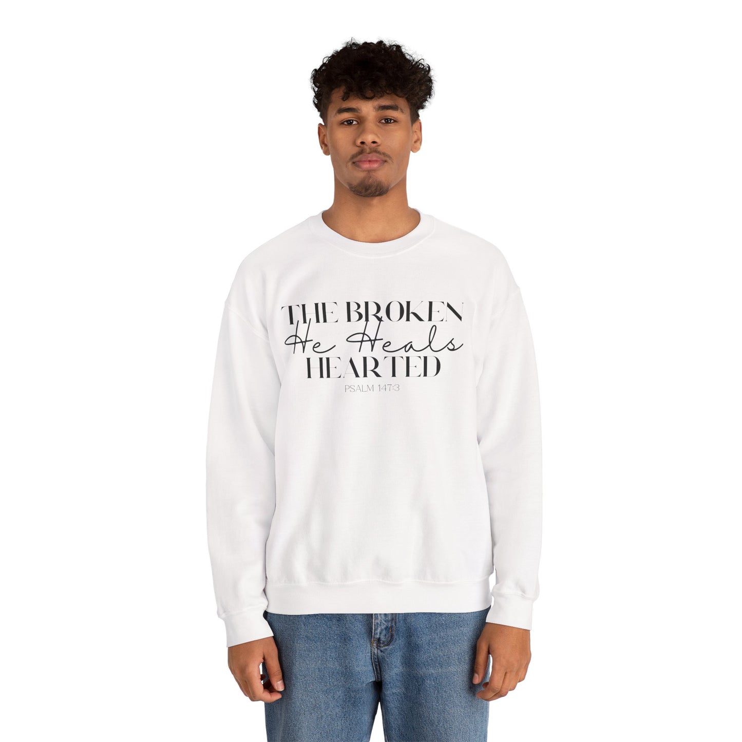 The Broken He heals Hearted Unisex Heavy Blend Crewneck Sweatshirt
