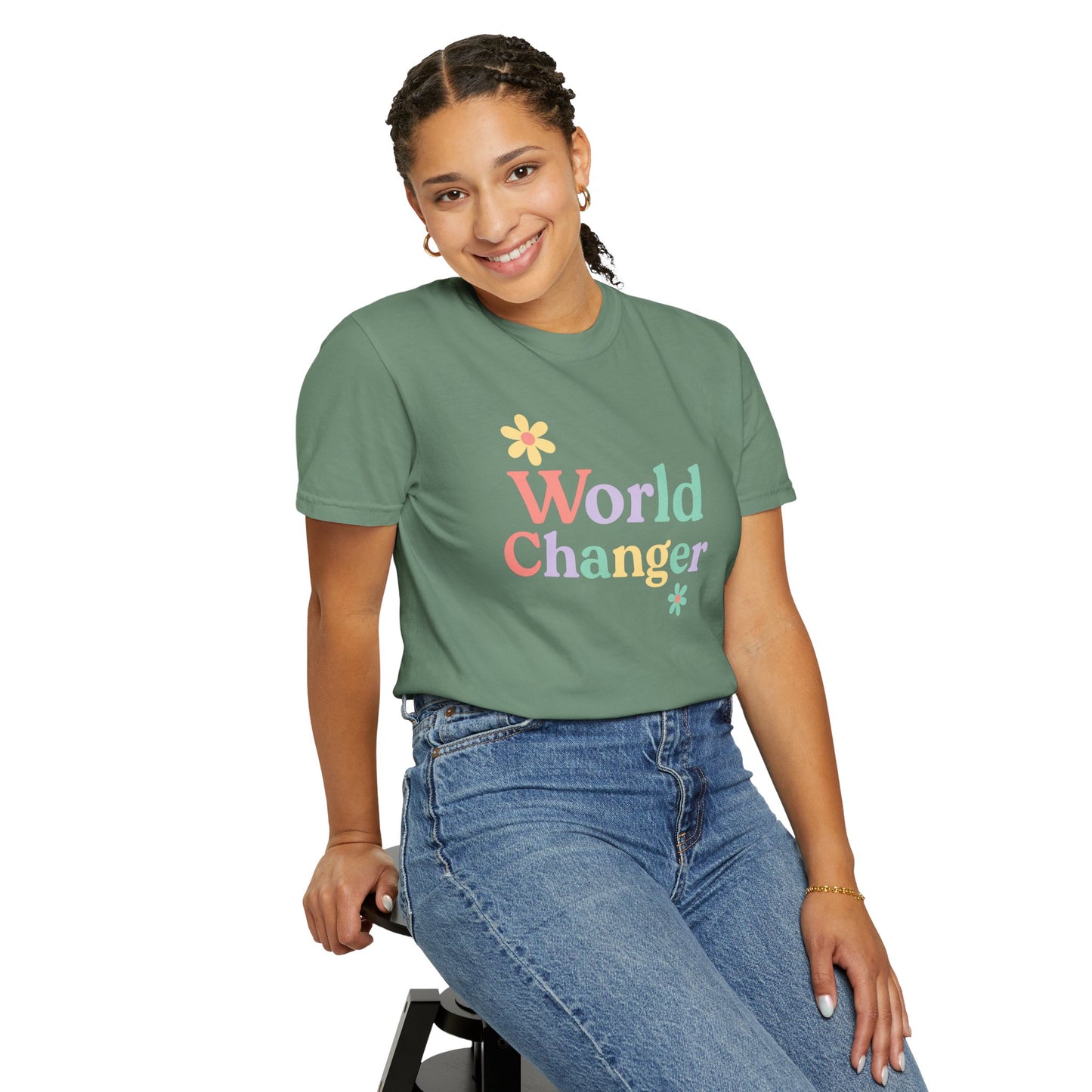 World Changer Unisex Garment-Dyed T-Shirt, Casual Tee, Positive Message Shirt