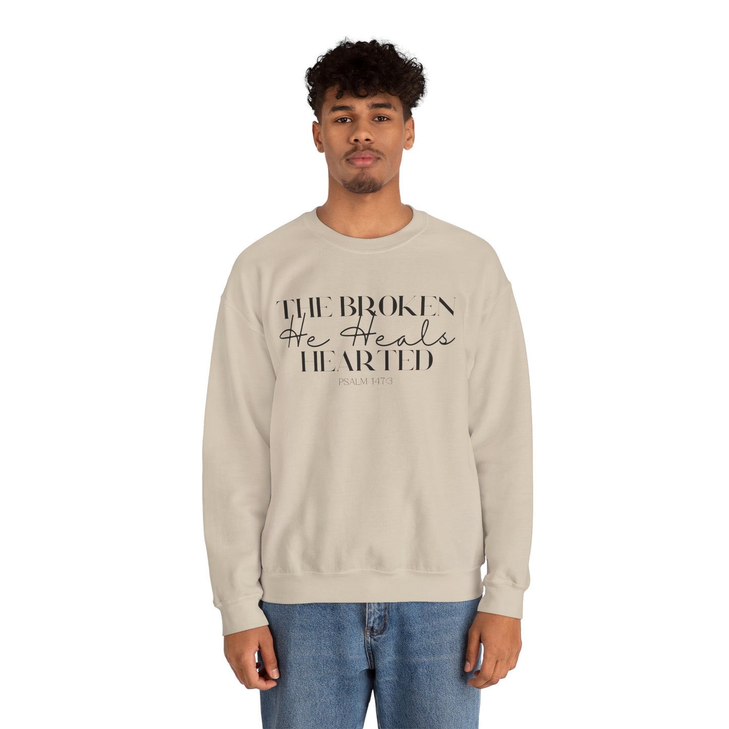 The Broken He heals Hearted Unisex Heavy Blend Crewneck Sweatshirt