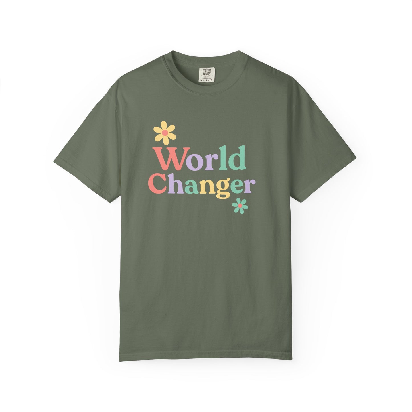 World Changer Unisex Garment-Dyed T-Shirt, Casual Tee, Positive Message Shirt