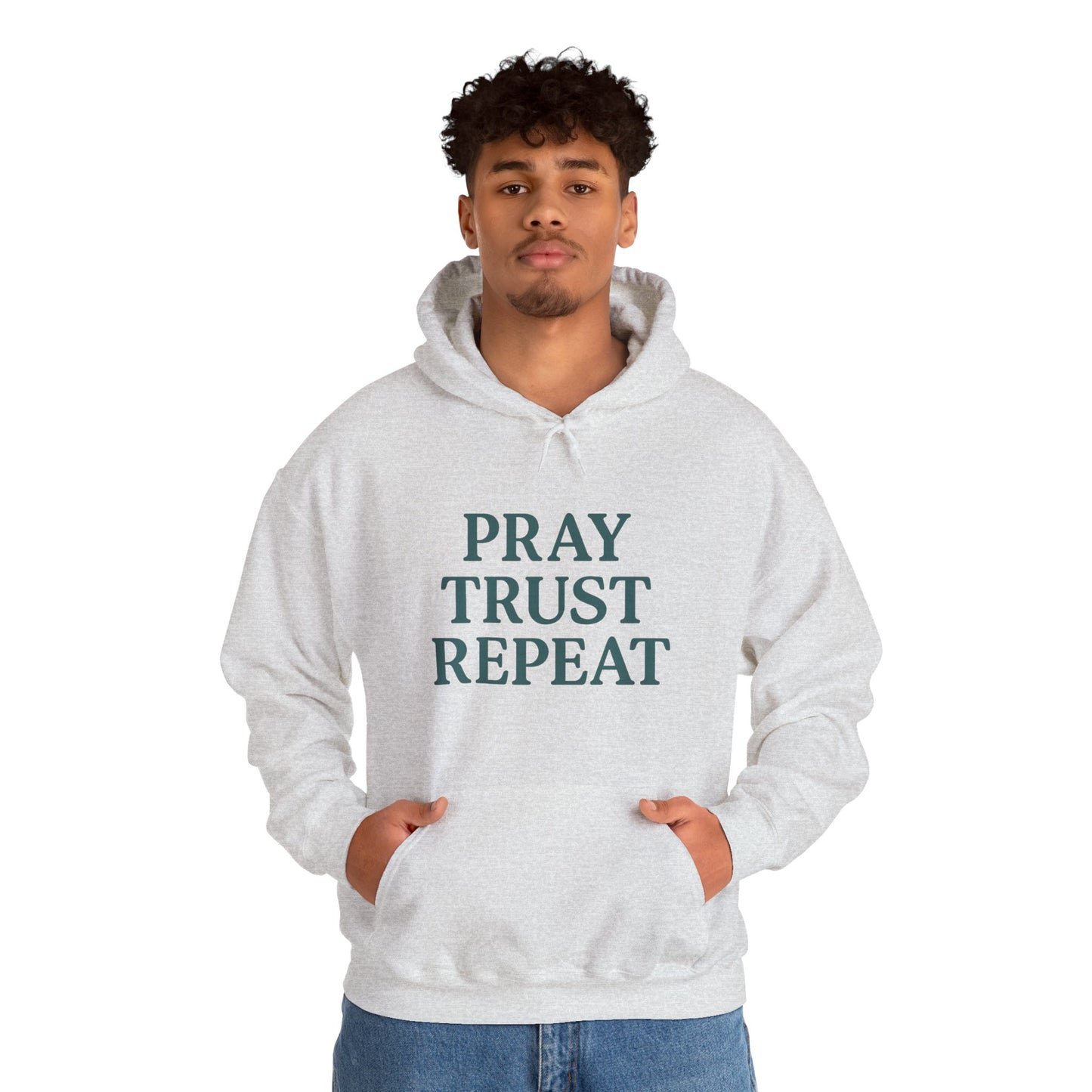 Inspirational Hoodie for Comfort and Faith | Pray Trust Repeat Sweatshirt