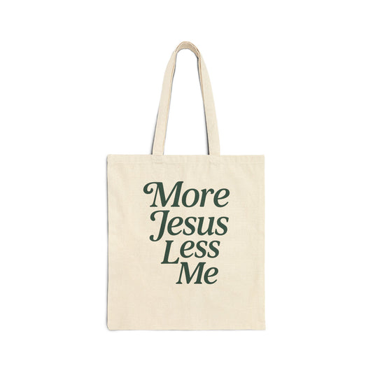 Inspirational Cotton Canvas Tote Bag | More Jesus Less Me