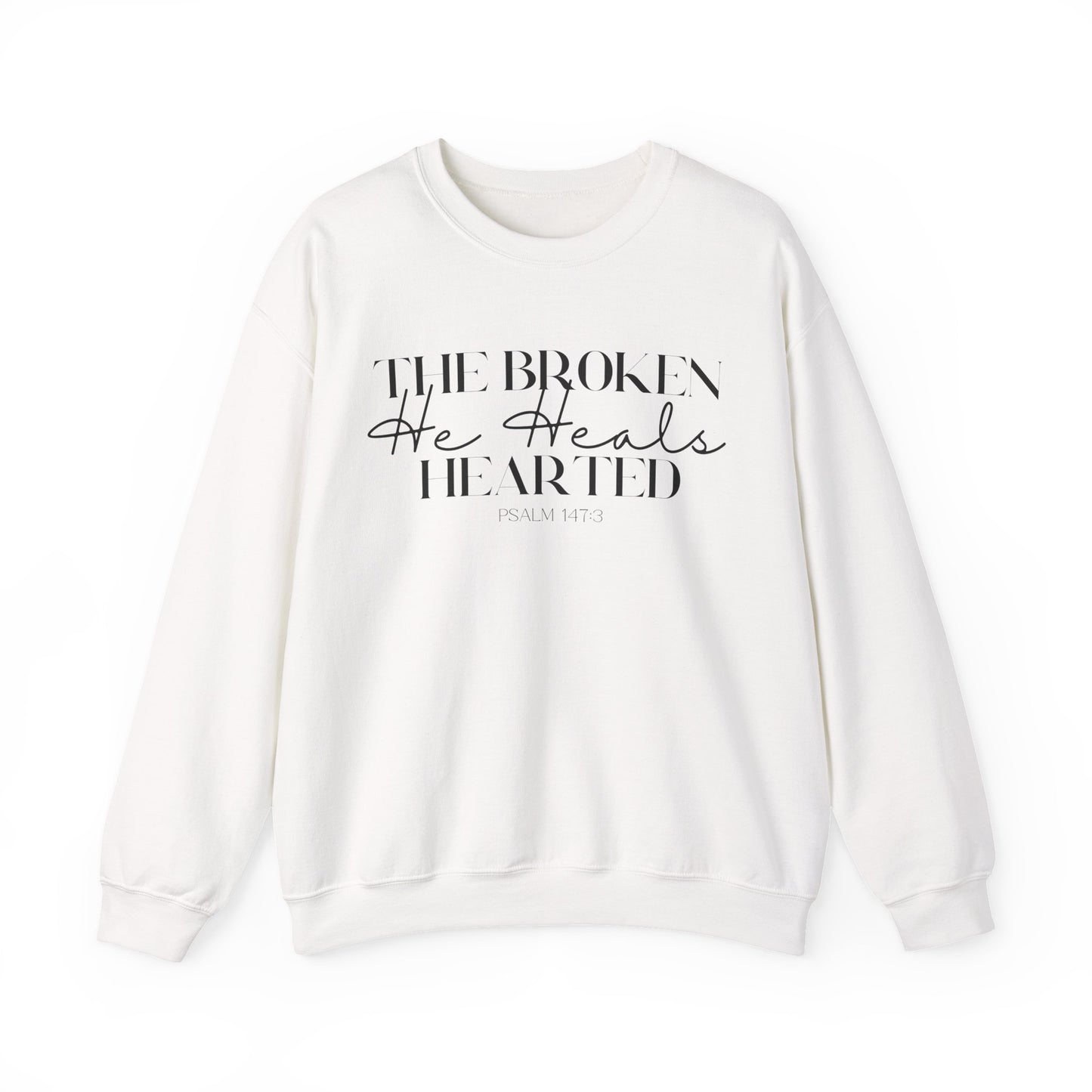 The Broken He heals Hearted Unisex Heavy Blend Crewneck Sweatshirt