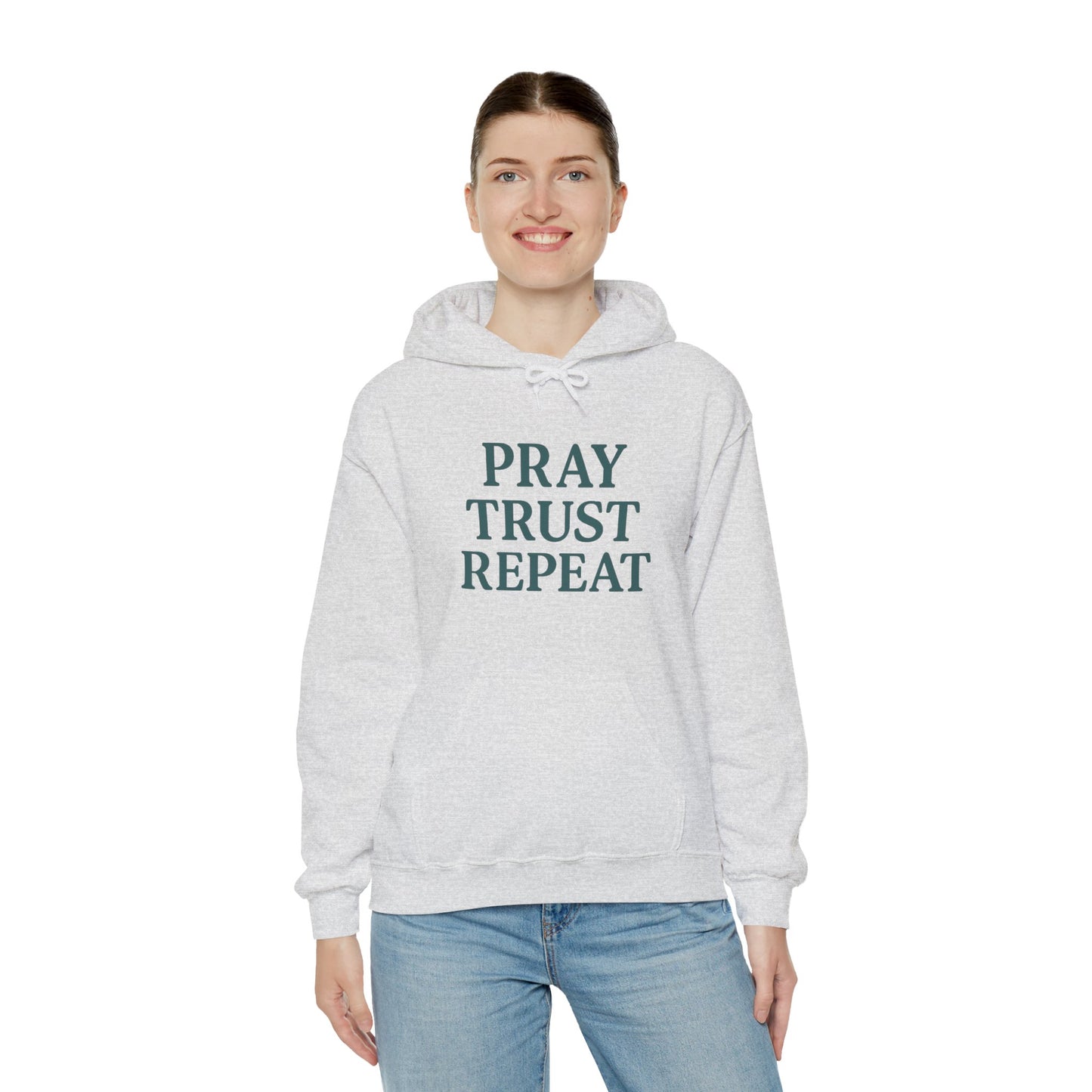 Inspirational Hoodie for Comfort and Faith | Pray Trust Repeat Sweatshirt