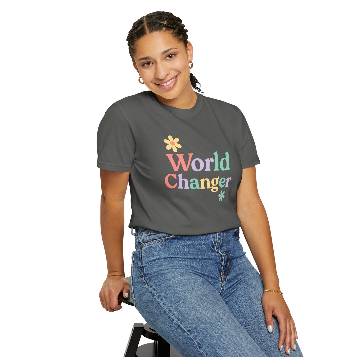 World Changer Unisex Garment-Dyed T-Shirt, Casual Tee, Positive Message Shirt