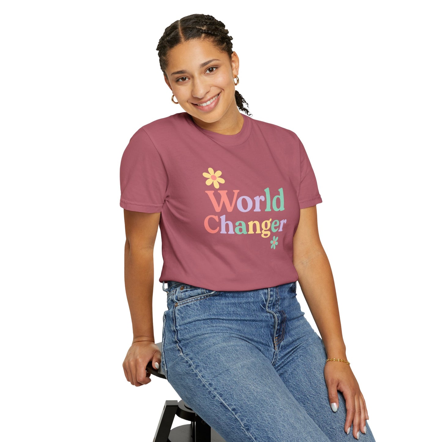 World Changer Unisex Garment-Dyed T-Shirt, Casual Tee, Positive Message Shirt