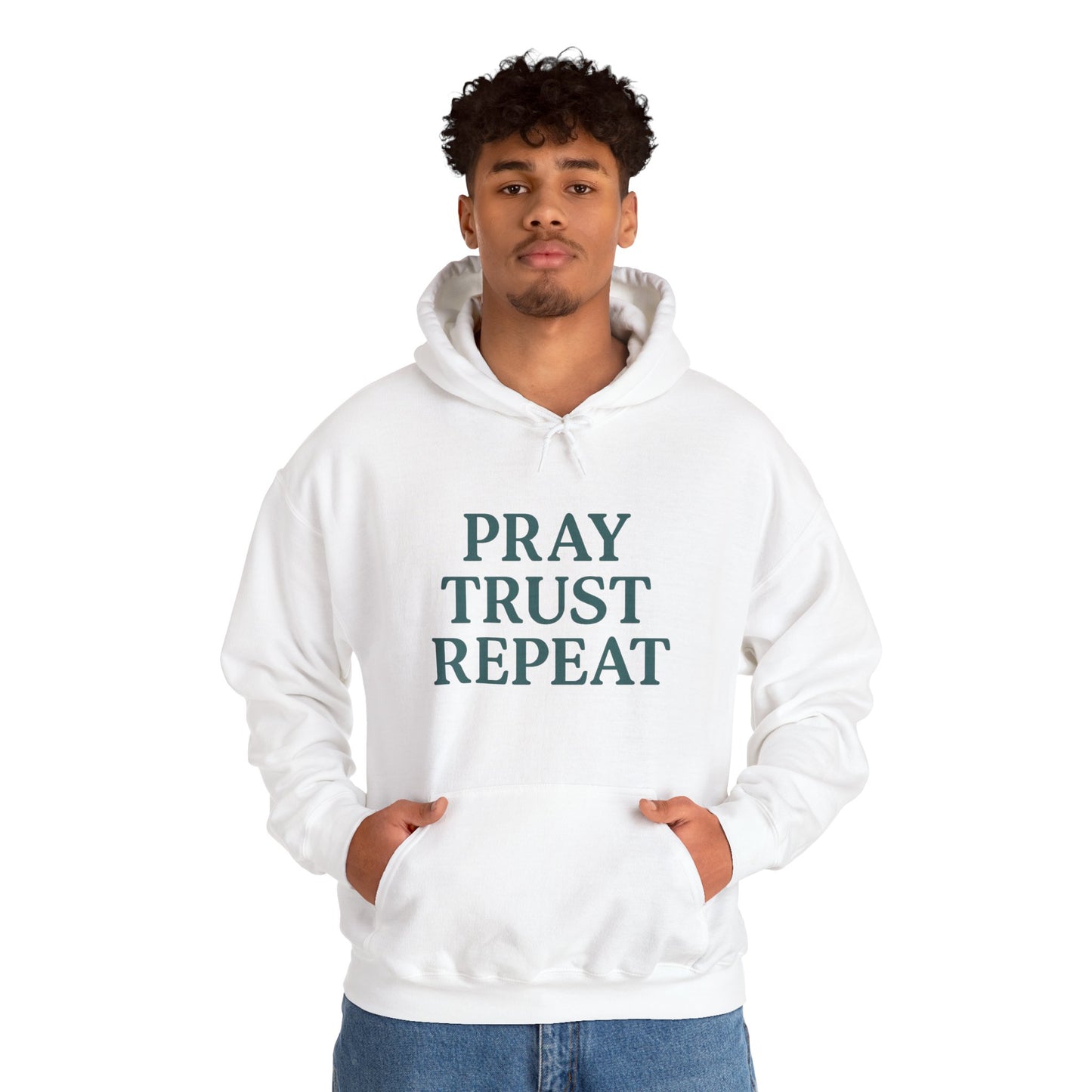 Inspirational Hoodie for Comfort and Faith | Pray Trust Repeat Sweatshirt