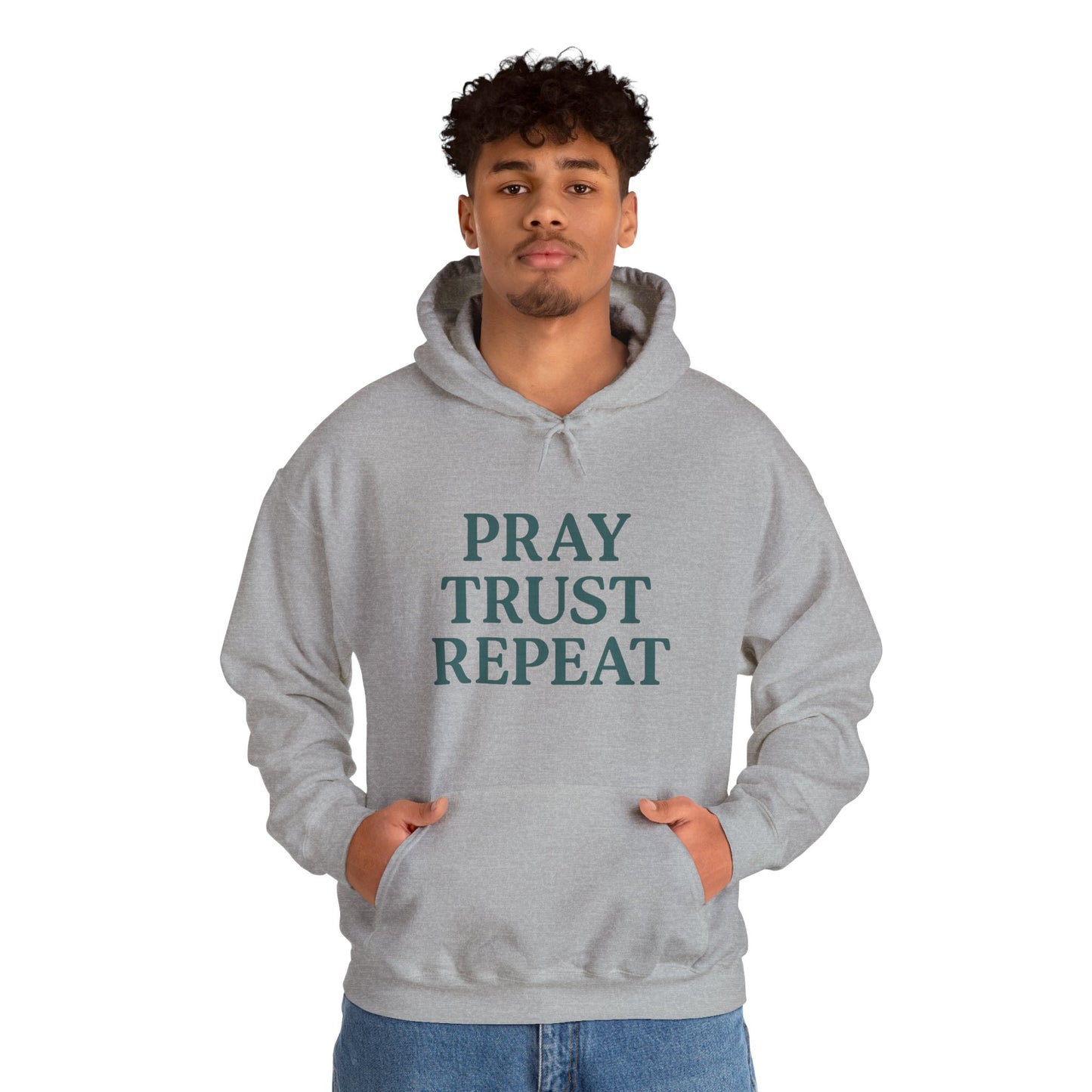 Inspirational Hoodie for Comfort and Faith | Pray Trust Repeat Sweatshirt