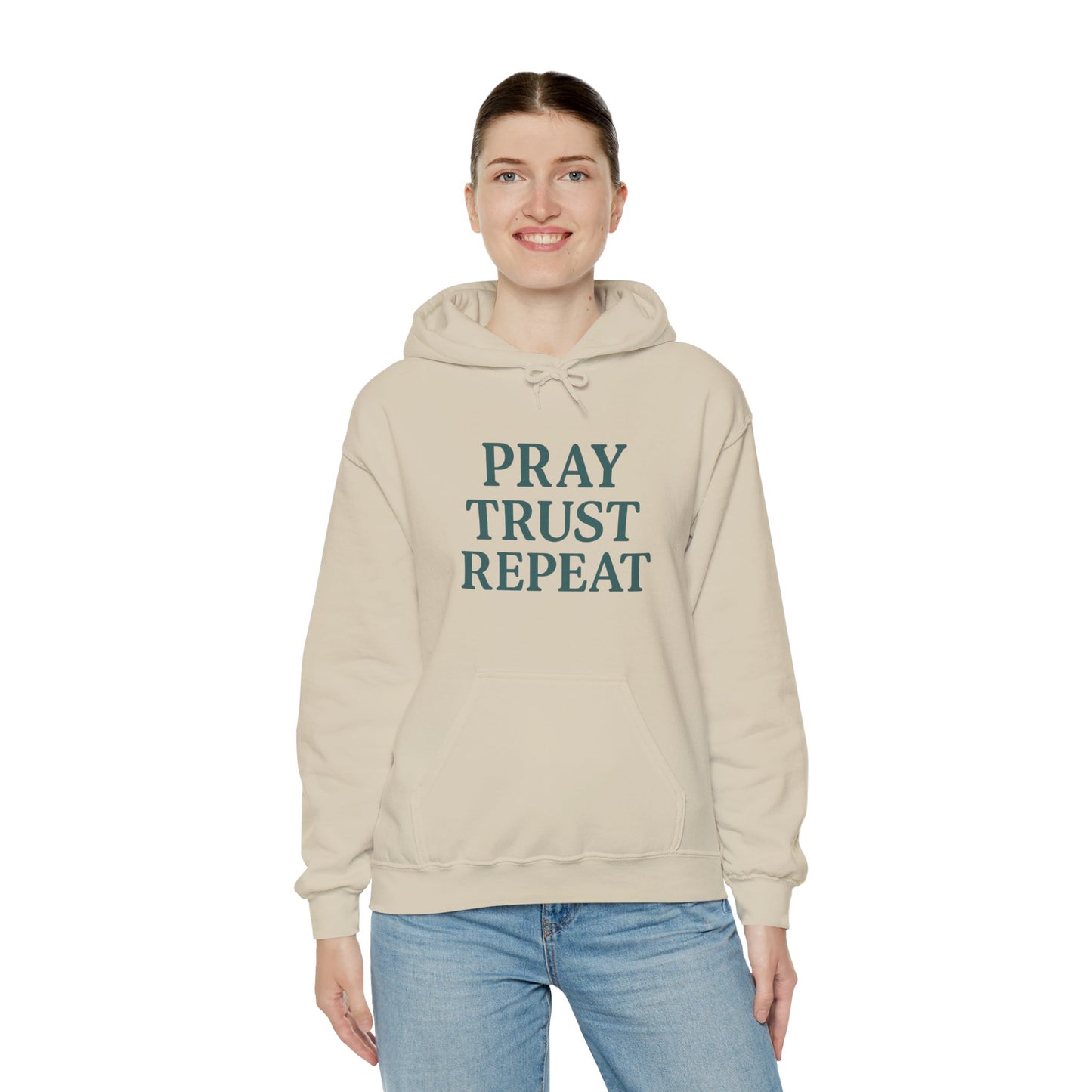 Inspirational Hoodie for Comfort and Faith | Pray Trust Repeat Sweatshirt