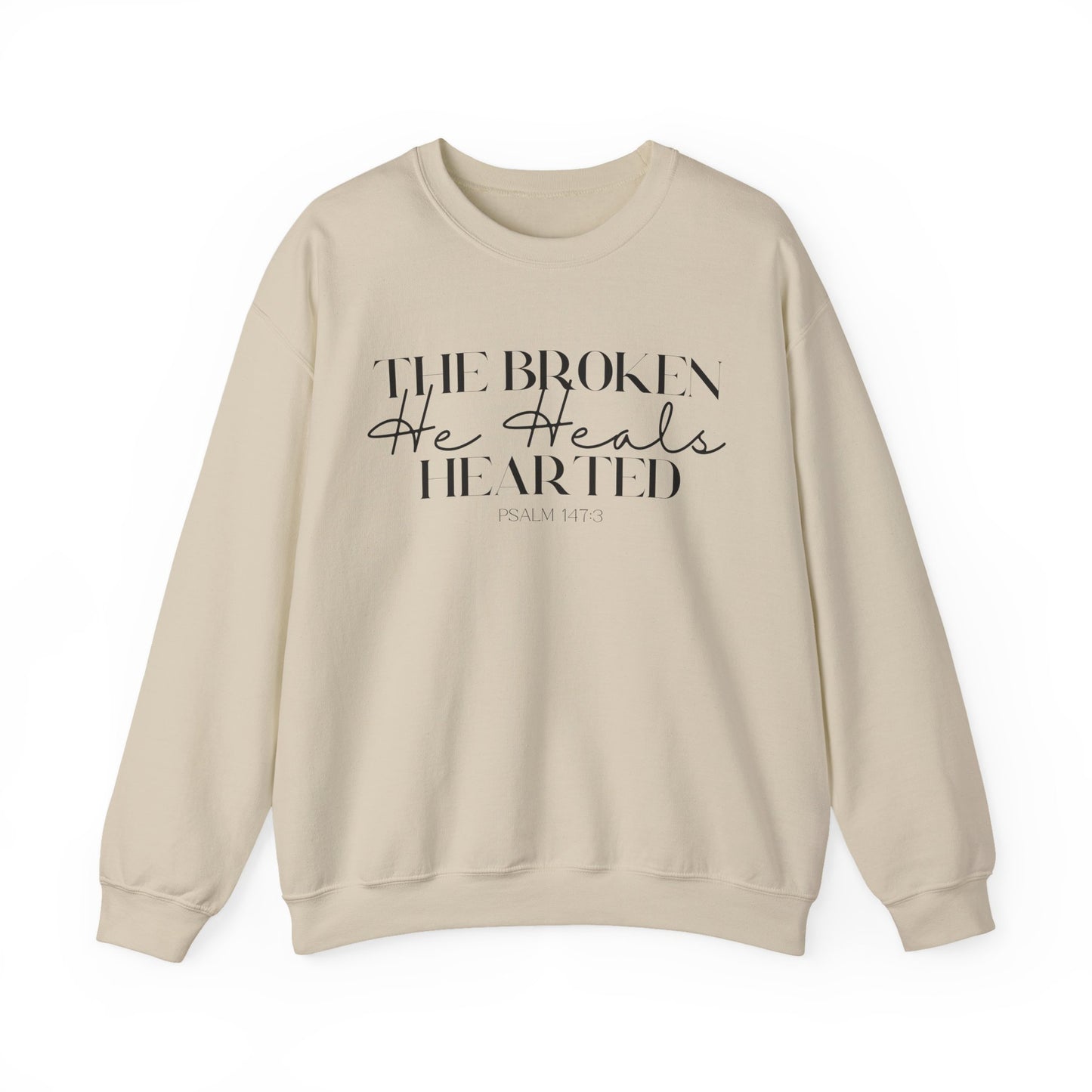 The Broken He heals Hearted Unisex Heavy Blend Crewneck Sweatshirt