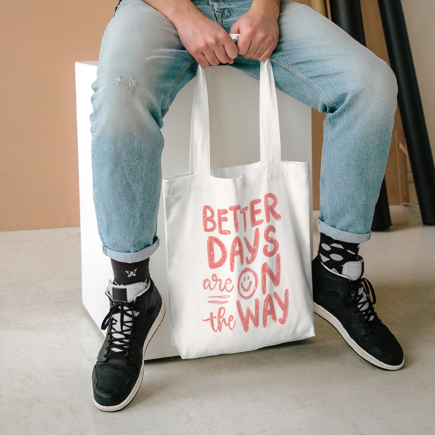 Better Days Cotton Tote Bag - Eco-Friendly Reusable Bag, Gift for Friends, Inspirational Quotes, Shopping Tote, Beach Bag