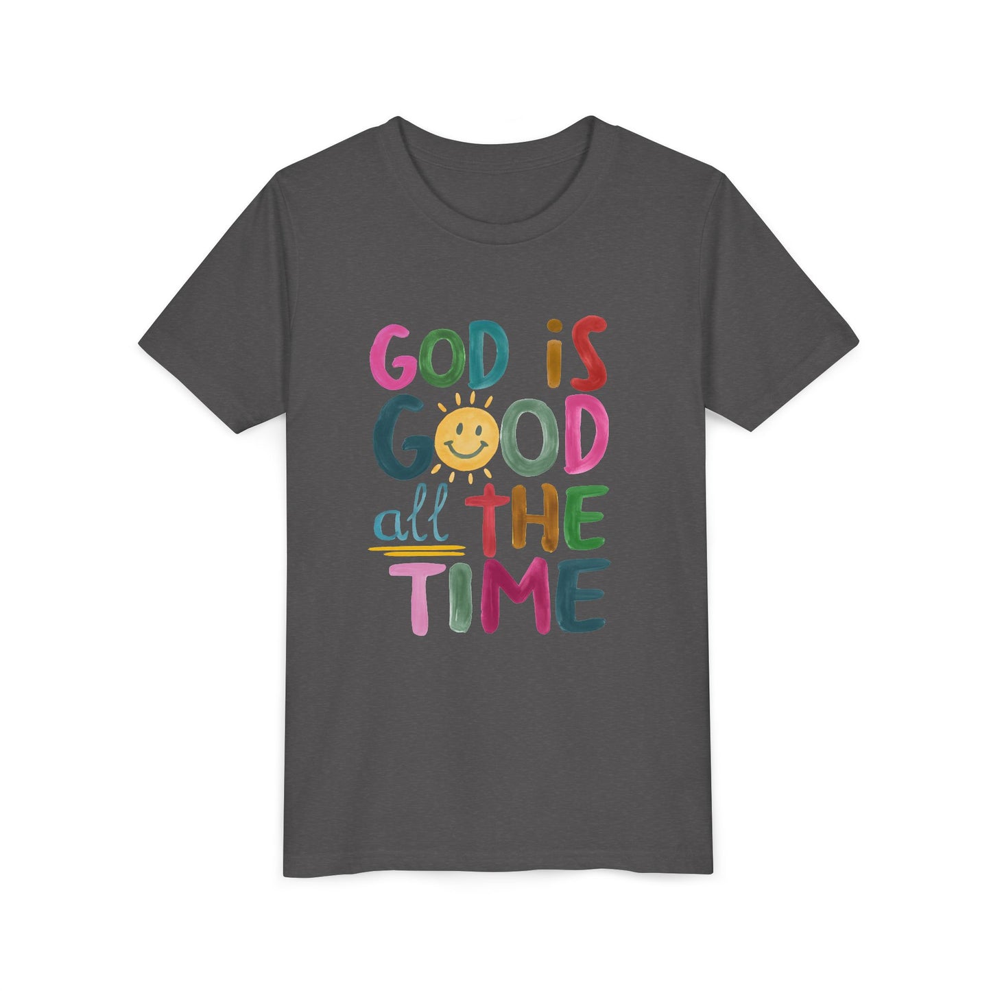 Youth Inspirational Tee - "God is Good All the Time", Faith T-Shirt for Kids