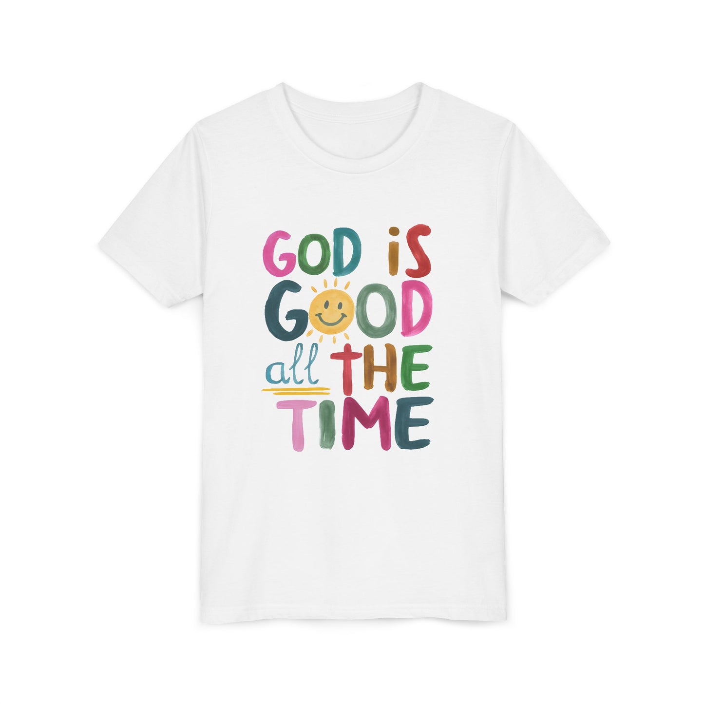 Youth Inspirational Tee - "God is Good All the Time", Faith T-Shirt for Kids