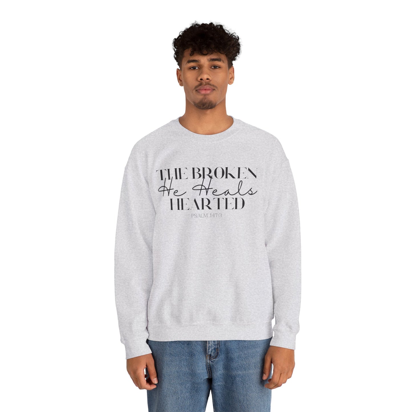 The Broken He heals Hearted Unisex Heavy Blend Crewneck Sweatshirt