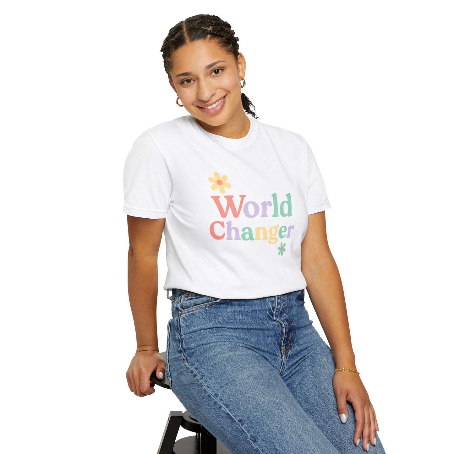 World Changer Unisex Garment-Dyed T-Shirt, Casual Tee, Positive Message Shirt