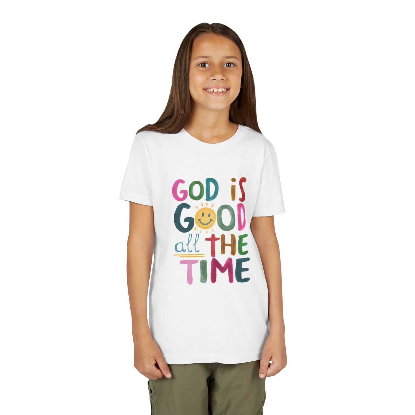Youth Inspirational Tee - "God is Good All the Time", Faith T-Shirt for Kids