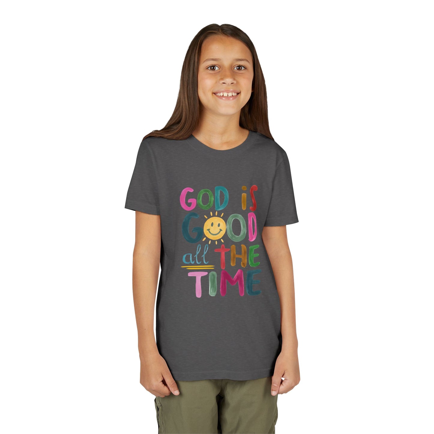 Youth Inspirational Tee - "God is Good All the Time", Faith T-Shirt for Kids