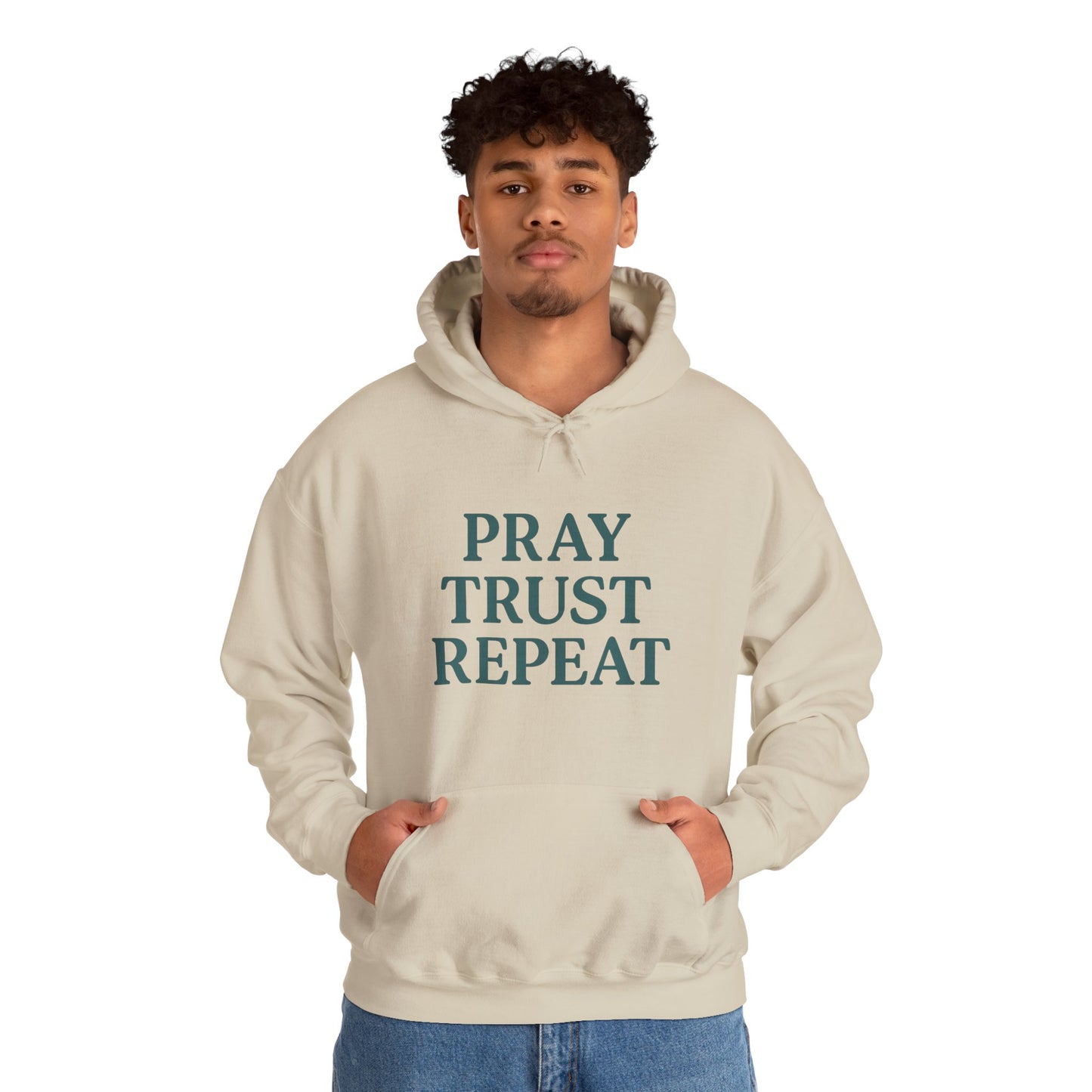 Inspirational Hoodie for Comfort and Faith | Pray Trust Repeat Sweatshirt