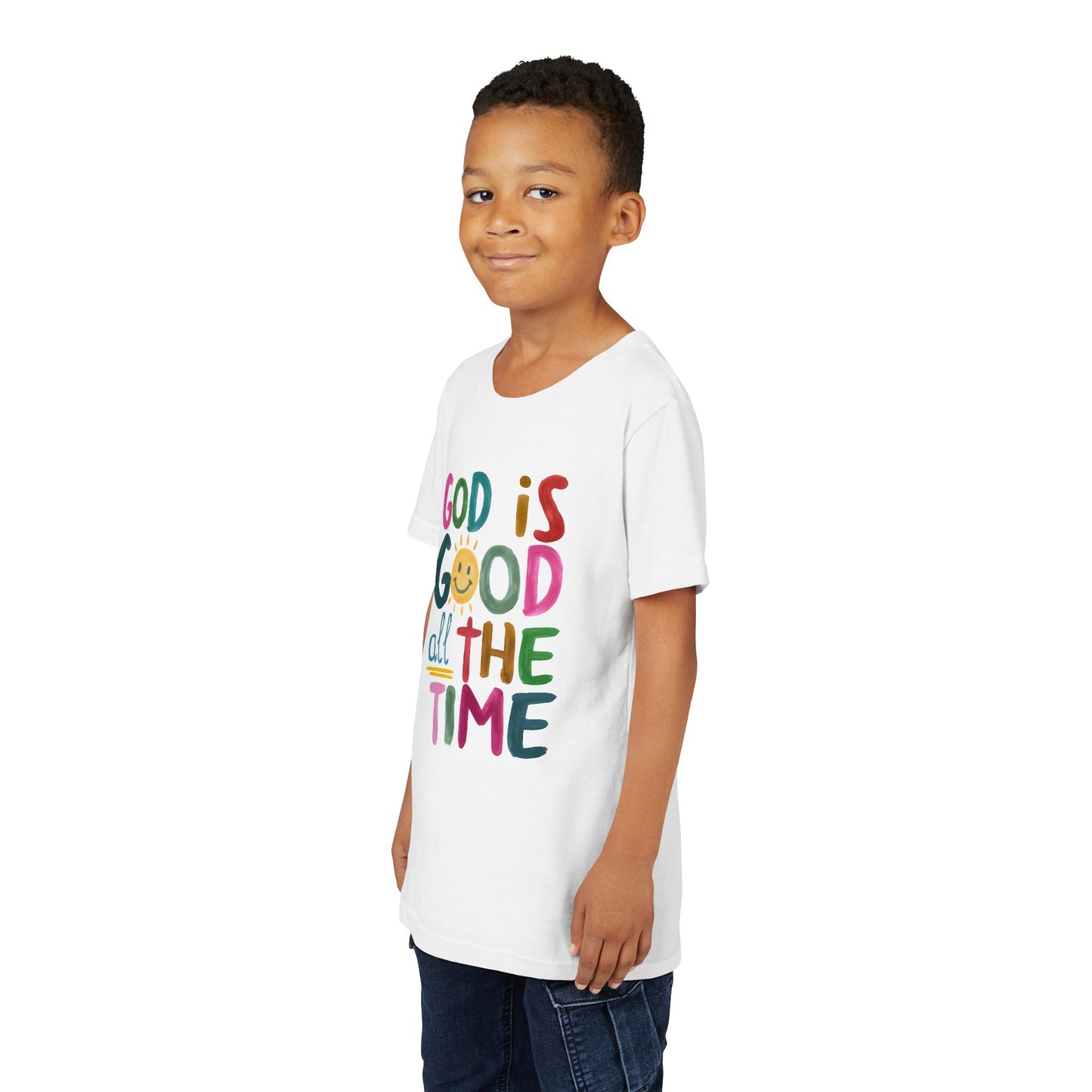 Youth Inspirational Tee - "God is Good All the Time", Faith T-Shirt for Kids