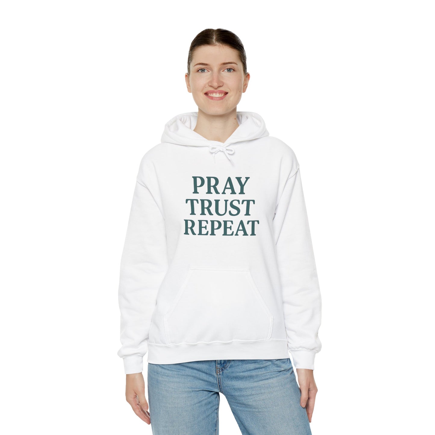 Inspirational Hoodie for Comfort and Faith | Pray Trust Repeat Sweatshirt