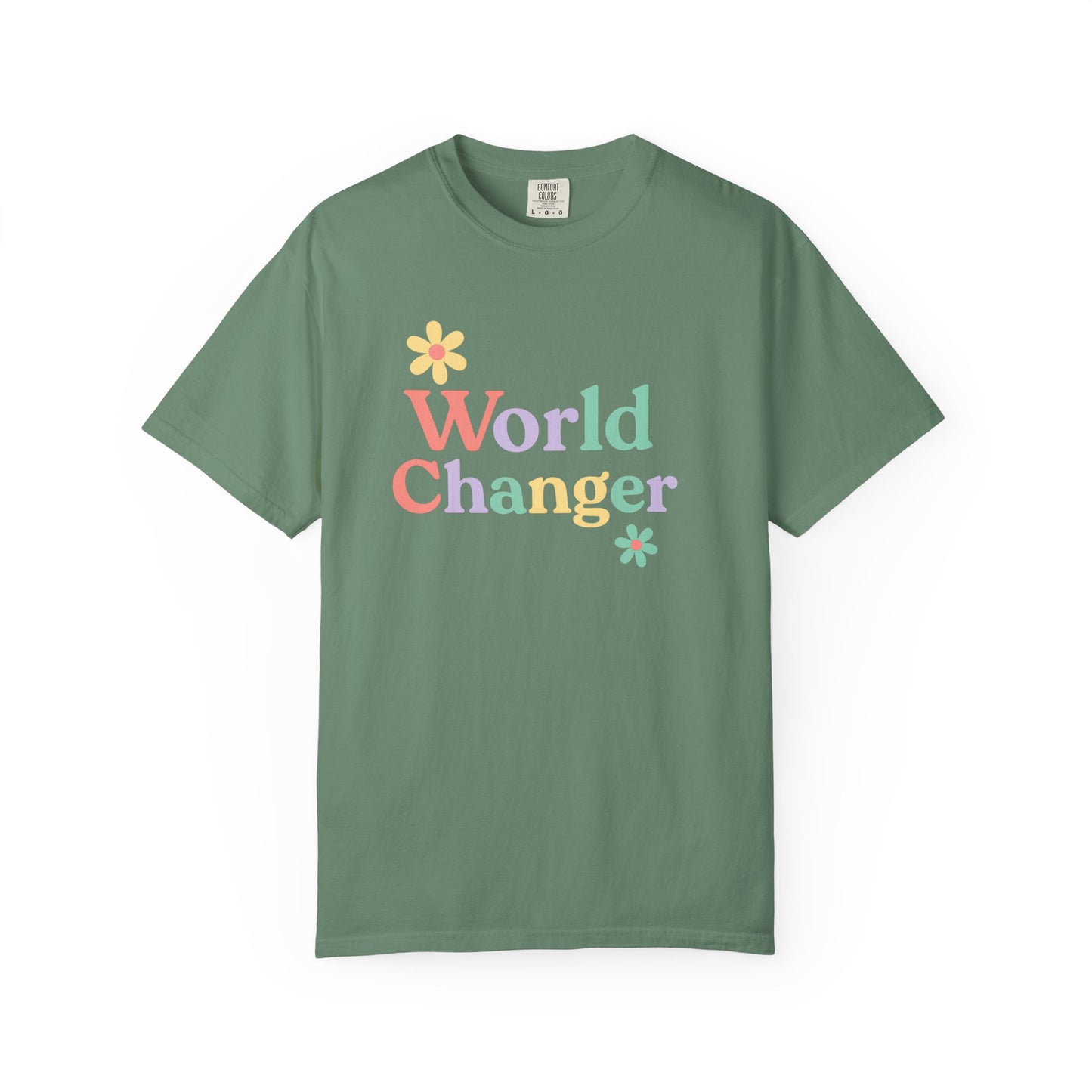 World Changer Unisex Garment-Dyed T-Shirt, Casual Tee, Positive Message Shirt