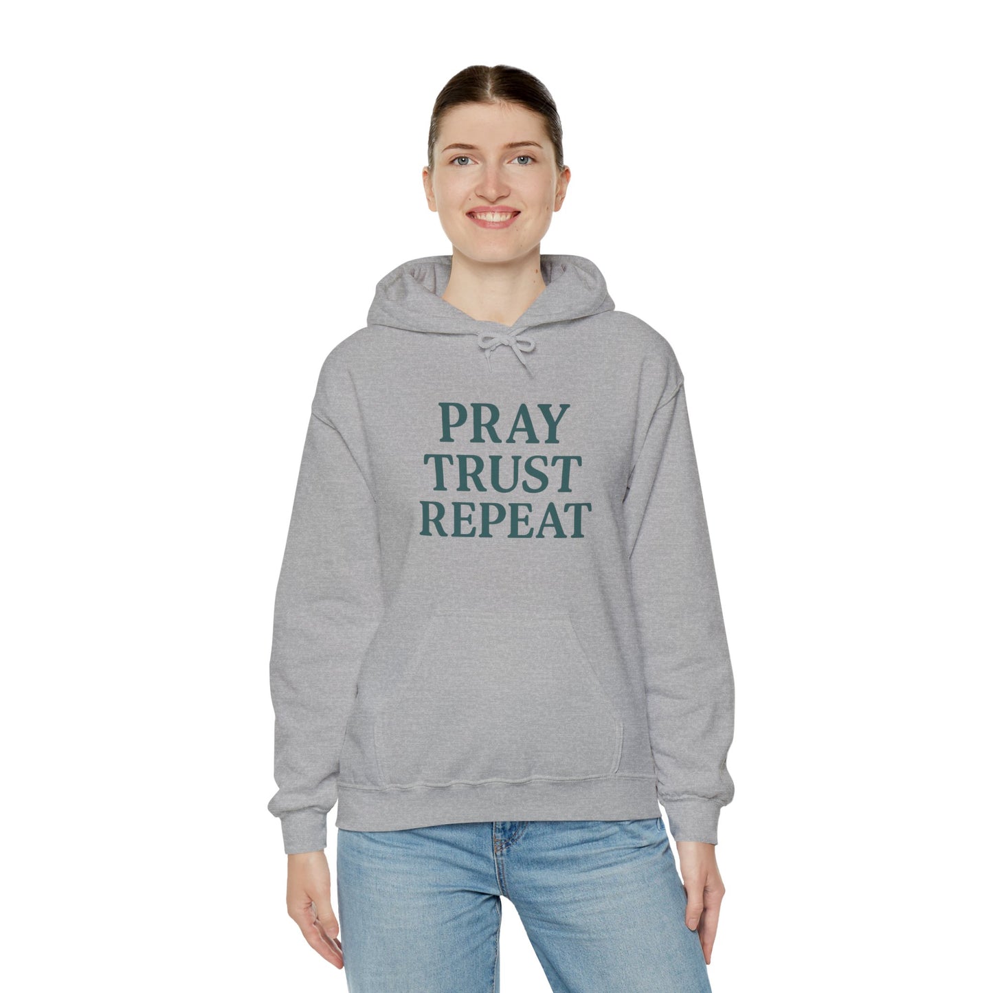 Inspirational Hoodie for Comfort and Faith | Pray Trust Repeat Sweatshirt