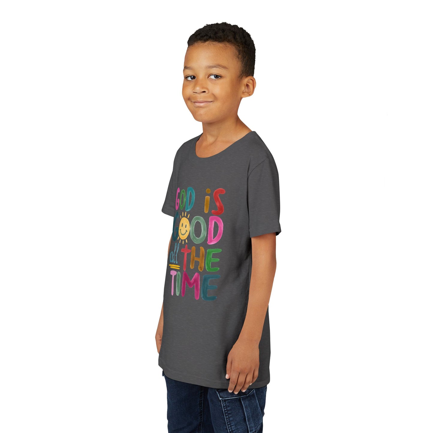 Youth Inspirational Tee - "God is Good All the Time", Faith T-Shirt for Kids