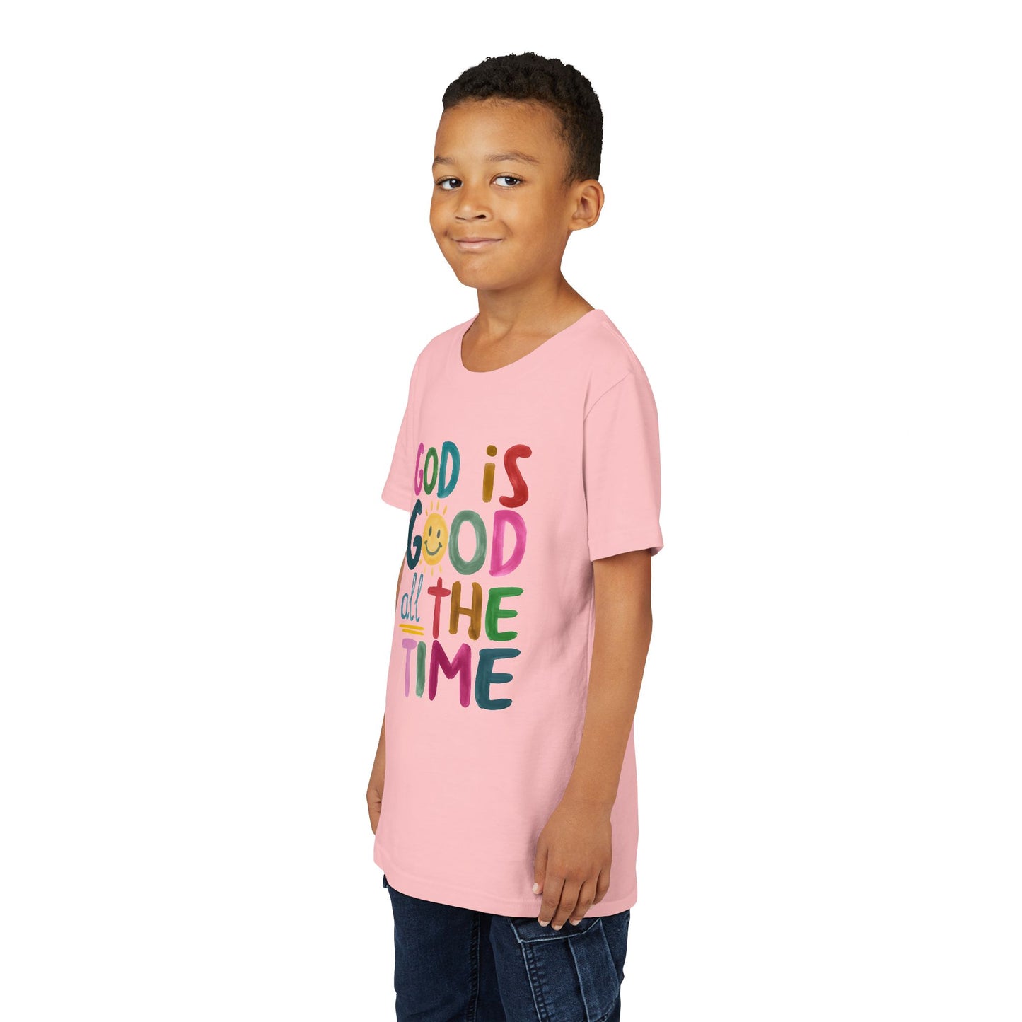 Youth Inspirational Tee - "God is Good All the Time", Faith T-Shirt for Kids