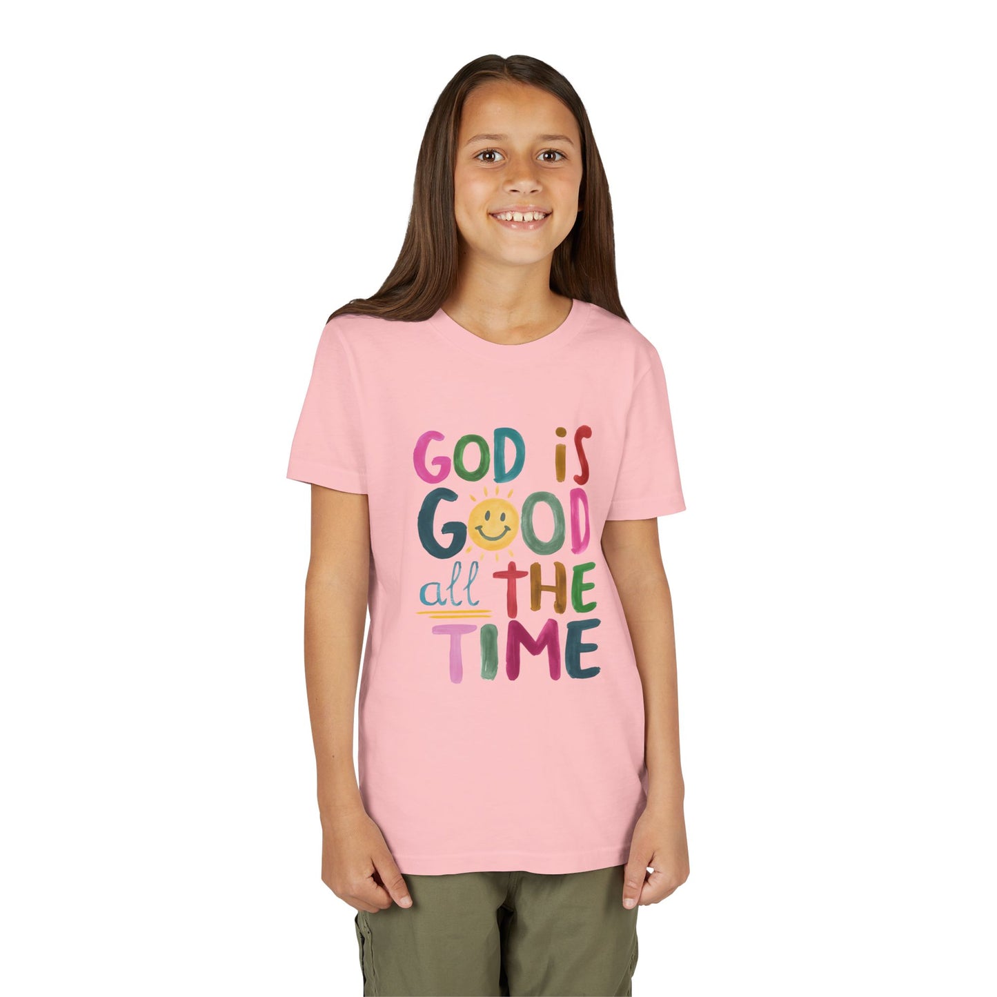 Youth Inspirational Tee - "God is Good All the Time", Faith T-Shirt for Kids