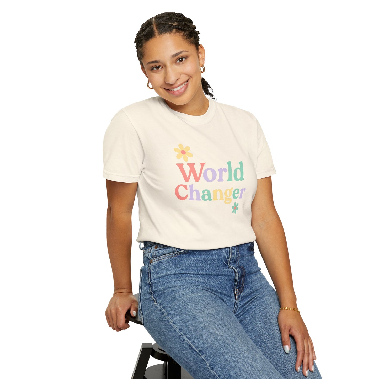 World Changer Unisex Garment-Dyed T-Shirt, Casual Tee, Positive Message Shirt