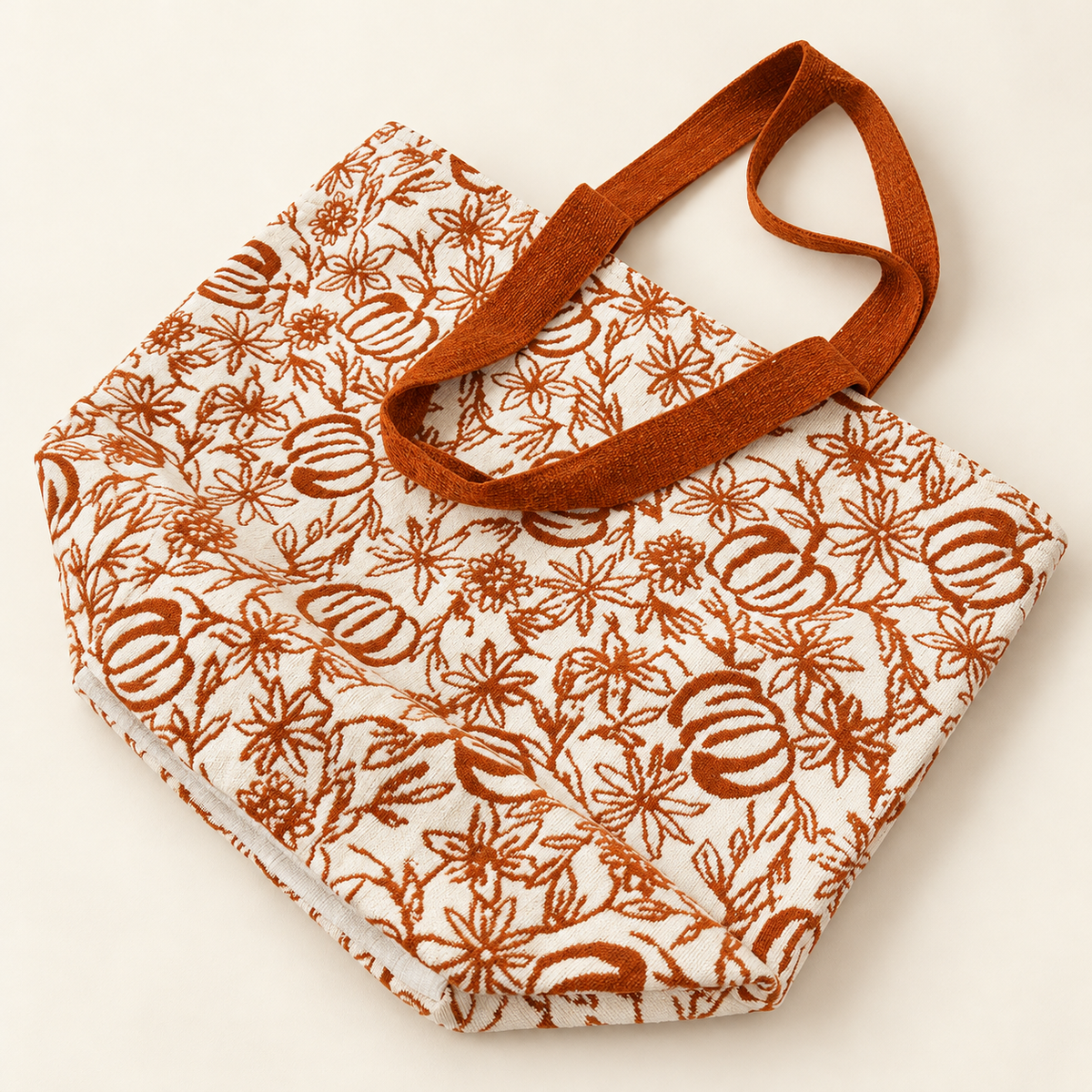 Autumn Pumpkin Floral Tote Bag