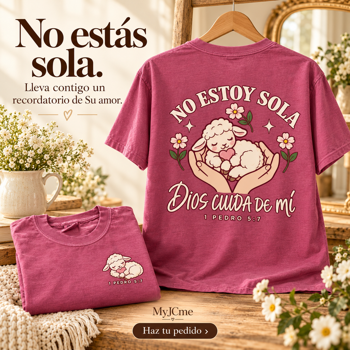 No Estoy Sola – Comfort Colors® Christian T-Shirt | Pink